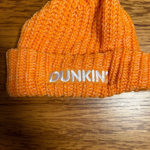 *DUNKIN'* Orange x White Knitted Fashion Pom Hat - Picture 2 of 5